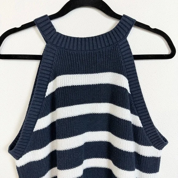 Old Navy White Striped Sweater Tank Sleeveless Cotton Blend Nautical Size XL - Picture 10 of 11
